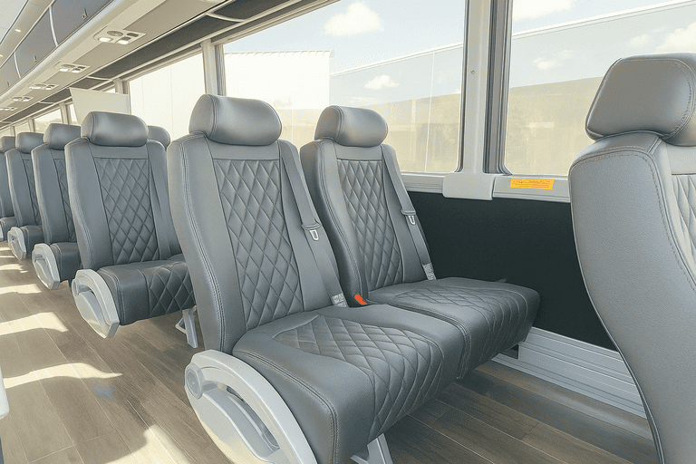 interior of Birmingham Coach Bus Service charter bus