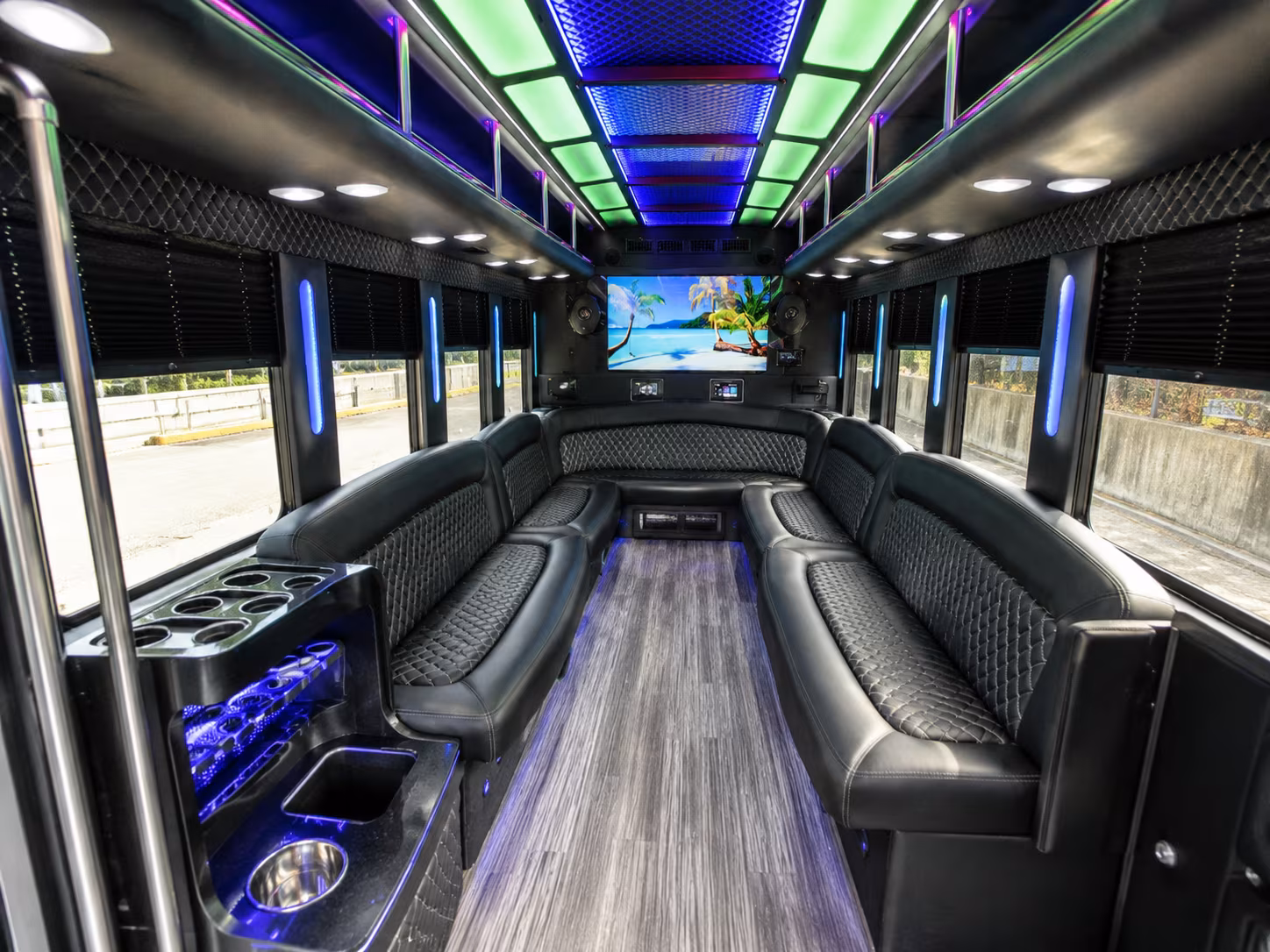 birmingham 18 passenger party bus inside