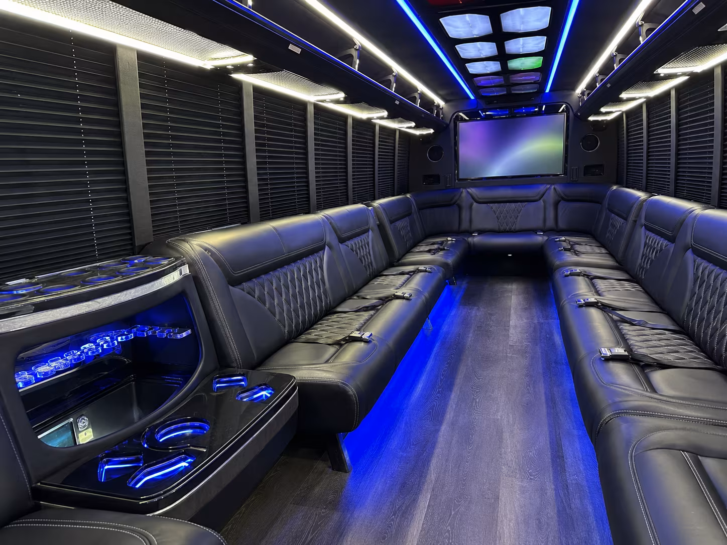 birmingham 20 passenger party bus inside